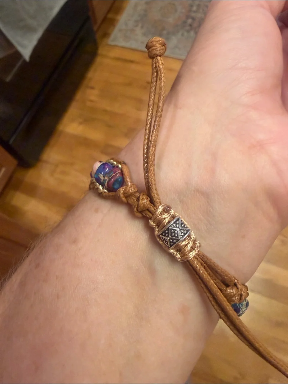 Cape Diablo Handcrafted Tan Leather Watch Band with Multicolor Beads